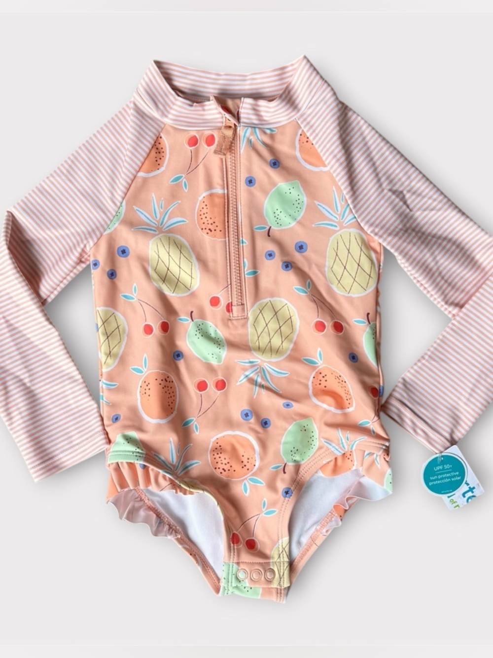 Carter’s Toddler Girl Orange Fruit One Piece Bathing Suit Rash Guard Size 2T NEW